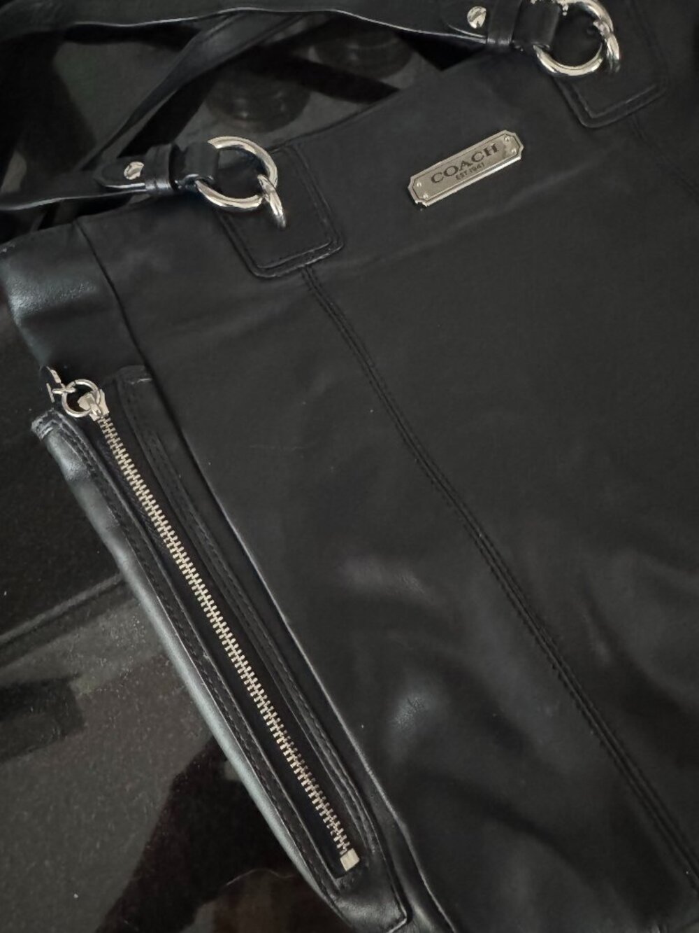 Vintage Coach Black Leather Tote Bag LIKE NEW